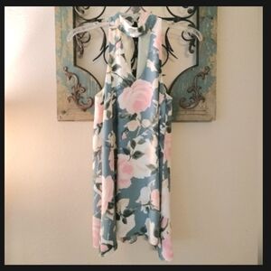 The Impeccable Pig Gray Floral Front Cutout Dress. Size XS